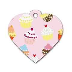 Cupcakes Wallpaper Paper Background Dog Tag Heart (two Sides) by Pakrebo