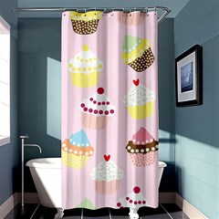 Cupcakes Wallpaper Paper Background Shower Curtain 36  X 72  (stall)  by Pakrebo