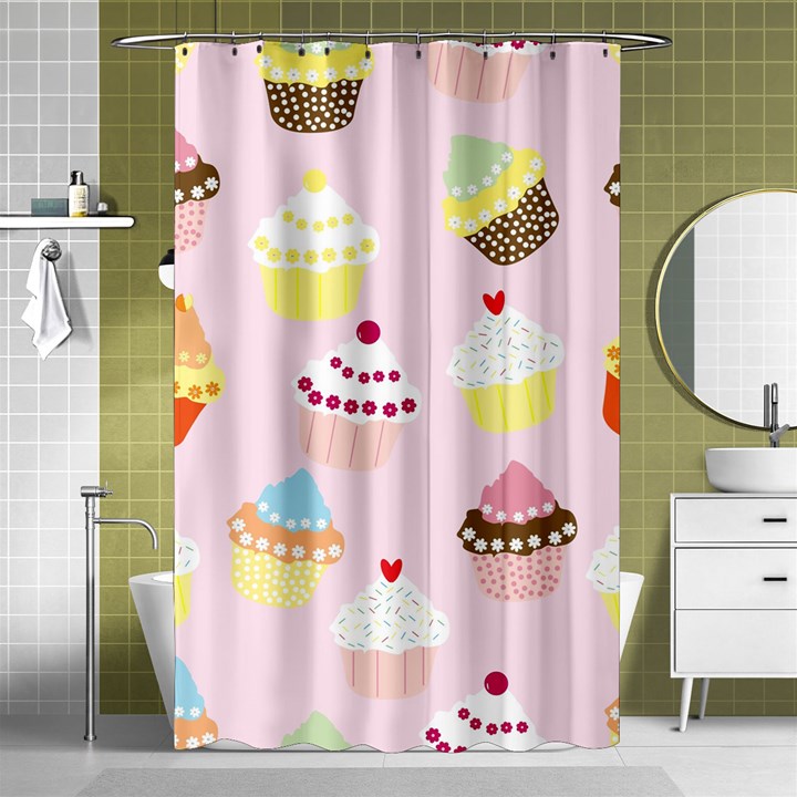 Cupcakes Wallpaper Paper Background Shower Curtain 48  x 72  (Small) 