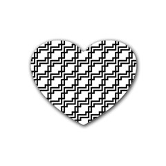 Pattern Monochrome Repeat Rubber Coaster (heart)  by Pakrebo