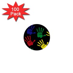 Handprints Hand Print Colourful 1  Mini Buttons (100 Pack)  by Pakrebo