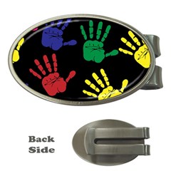 Handprints Hand Print Colourful Money Clips (oval)  by Pakrebo