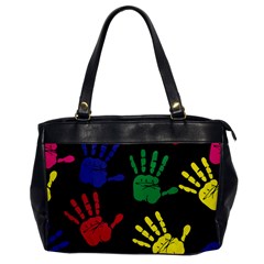 Handprints Hand Print Colourful Oversize Office Handbag by Pakrebo