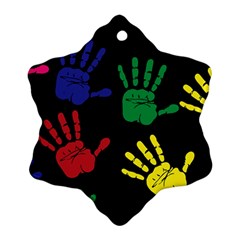 Handprints Hand Print Colourful Snowflake Ornament (two Sides) by Pakrebo