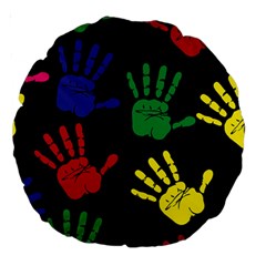 Handprints Hand Print Colourful Large 18  Premium Round Cushions by Pakrebo