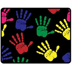 Handprints Hand Print Colourful Double Sided Fleece Blanket (medium)  by Pakrebo