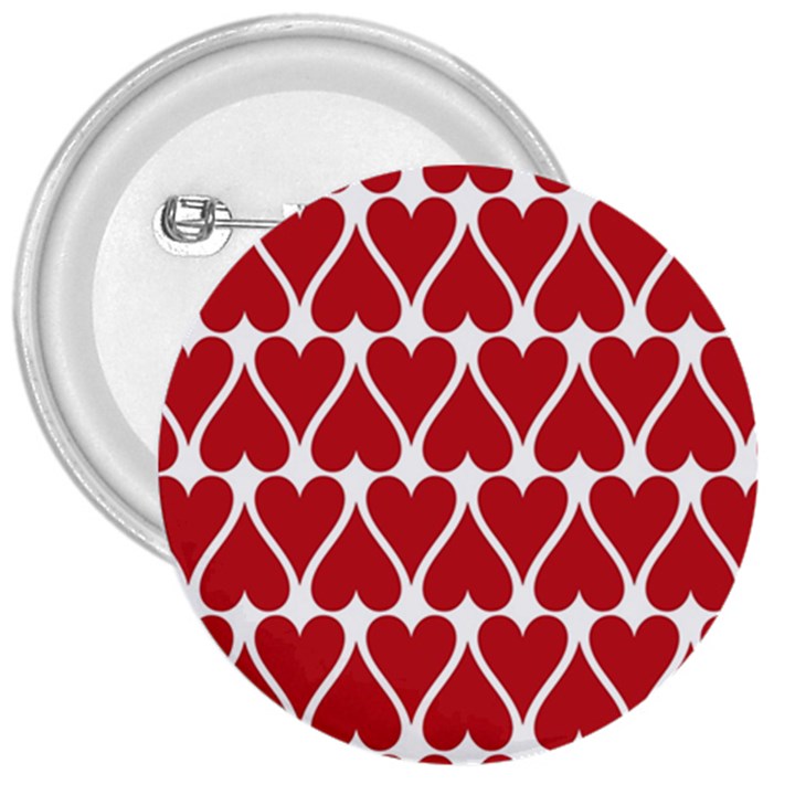 Hearts Pattern Seamless Red Love 3  Buttons