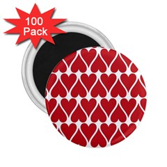 Hearts Pattern Seamless Red Love 2 25  Magnets (100 Pack) 