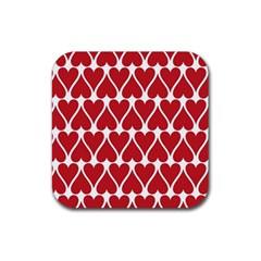 Hearts Pattern Seamless Red Love Rubber Coaster (square) 