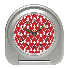 Hearts Pattern Seamless Red Love Travel Alarm Clock