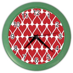 Hearts Pattern Seamless Red Love Color Wall Clock by Pakrebo