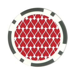 Hearts Pattern Seamless Red Love Poker Chip Card Guard (10 Pack) by Pakrebo