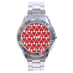 Hearts Pattern Seamless Red Love Stainless Steel Analogue Watch by Pakrebo