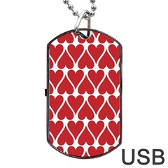 Hearts Pattern Seamless Red Love Dog Tag Usb Flash (two Sides) by Pakrebo