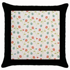 Floral Pattern Wallpaper Retro Throw Pillow Case (black) by Pakrebo