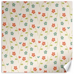 Floral Pattern Wallpaper Retro Canvas 16  X 16  by Pakrebo