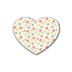 Floral Pattern Wallpaper Retro Heart Coaster (4 Pack)  by Pakrebo