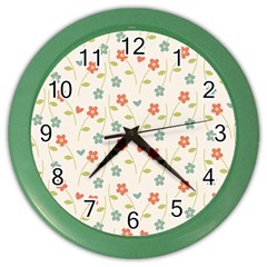 Floral Pattern Wallpaper Retro Color Wall Clock by Pakrebo