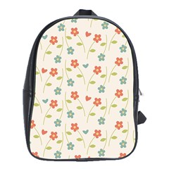 Floral Pattern Wallpaper Retro School Bag (xl)