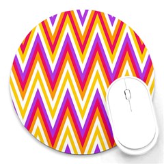 Chevrons Stripes Pattern Geometric Round Mousepads by Pakrebo