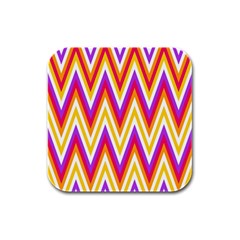 Chevrons Stripes Pattern Geometric Rubber Square Coaster (4 Pack)  by Pakrebo