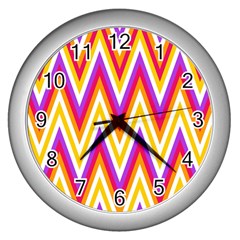 Chevrons Stripes Pattern Geometric Wall Clock (silver) by Pakrebo