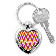 Chevrons Stripes Pattern Geometric Key Chains (heart)  by Pakrebo