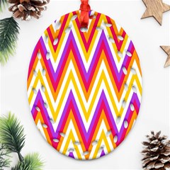 Chevrons Stripes Pattern Geometric Oval Filigree Ornament (two Sides)