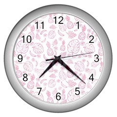 Tropical Pattern Wall Clock (silver) by Valentinaart