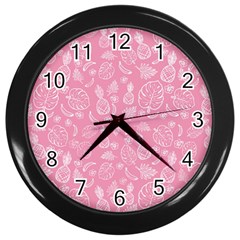 Tropical Pattern Wall Clock (black) by Valentinaart