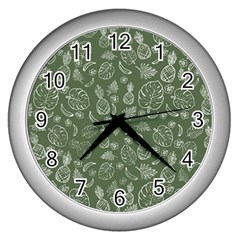 Tropical Pattern Wall Clock (silver) by Valentinaart