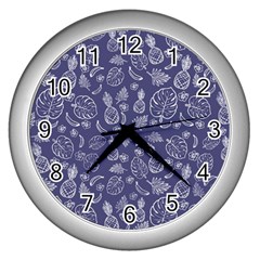 Tropical Pattern Wall Clock (silver) by Valentinaart