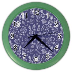 Tropical Pattern Color Wall Clock by Valentinaart