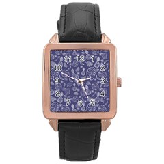 Tropical Pattern Rose Gold Leather Watch  by Valentinaart