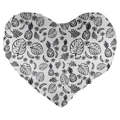 Tropical Pattern Large 19  Premium Flano Heart Shape Cushions by Valentinaart