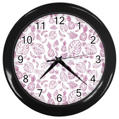 Tropical Pattern Wall Clock (black) by Valentinaart