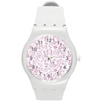 Tropical pattern Round Plastic Sport Watch (M) Front