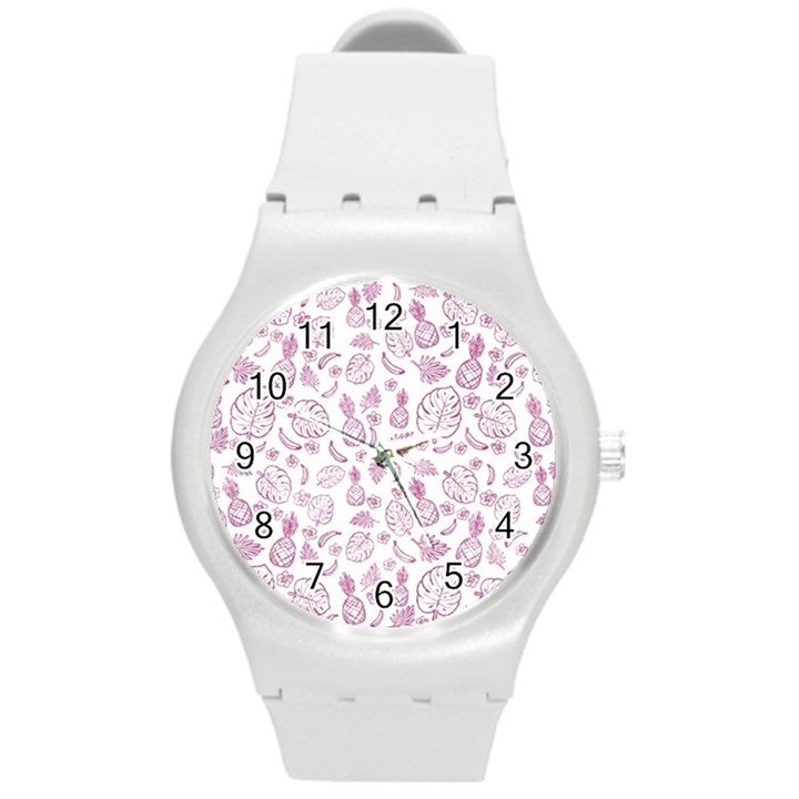 Tropical pattern Round Plastic Sport Watch (M)