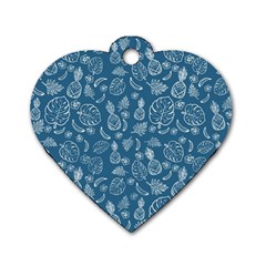 Tropical Pattern Dog Tag Heart (one Side) by Valentinaart