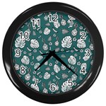 Tropical pattern Wall Clock (Black) Front