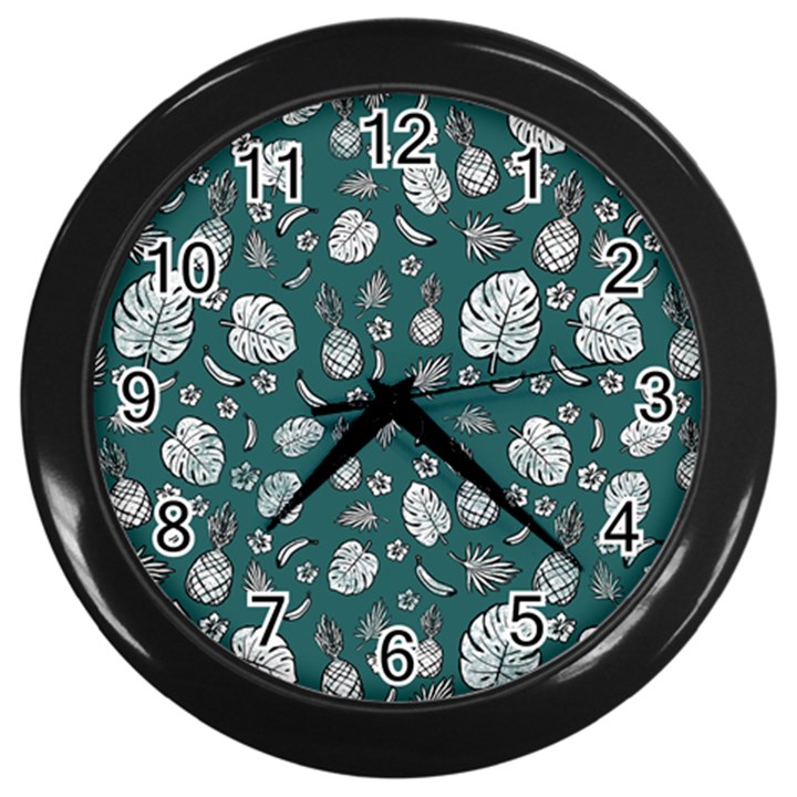 Tropical pattern Wall Clock (Black)