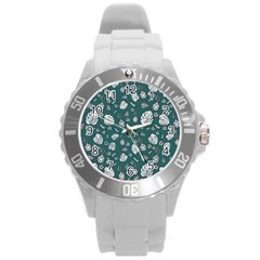 Tropical Pattern Round Plastic Sport Watch (l) by Valentinaart