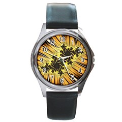 Fractal Art Colorful Pattern Round Metal Watch by Pakrebo