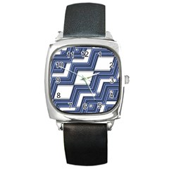 Geometric Fabric Texture Diagonal Square Metal Watch by Pakrebo