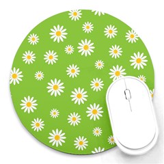 Daisy Flowers Floral Wallpaper Round Mousepads by Pakrebo