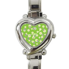 Daisy Flowers Floral Wallpaper Heart Italian Charm Watch by Pakrebo