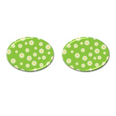 Daisy Flowers Floral Wallpaper Cufflinks (oval) by Pakrebo