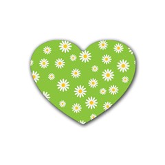 Daisy Flowers Floral Wallpaper Rubber Coaster (heart)  by Pakrebo