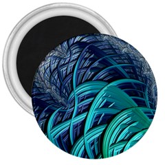 Oceanic Fractal Turquoise Blue 3  Magnets by Pakrebo