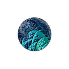 Oceanic Fractal Turquoise Blue Golf Ball Marker by Pakrebo